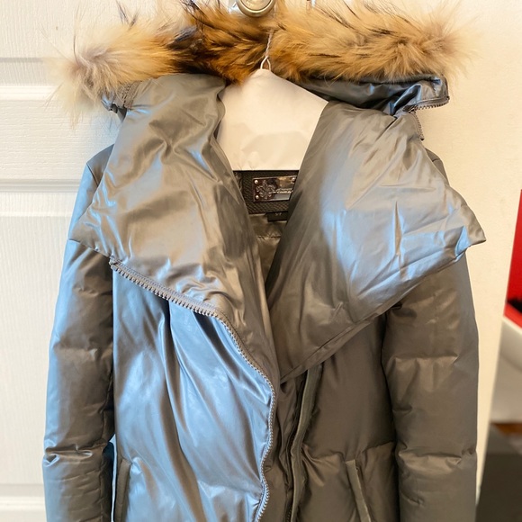 Mackage Down Fur Jacket Coat Gray Small - Picture 16 of 16